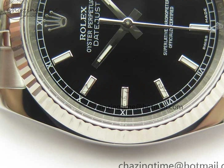 Good Copy Rolex Watches ARF 116234 1:1 DateJust 904L Markers Black SS Minimalist V 904L on 36 Jubilee Bracelet Sticks SS Dial 3374 Best SA3135 Edition 0113